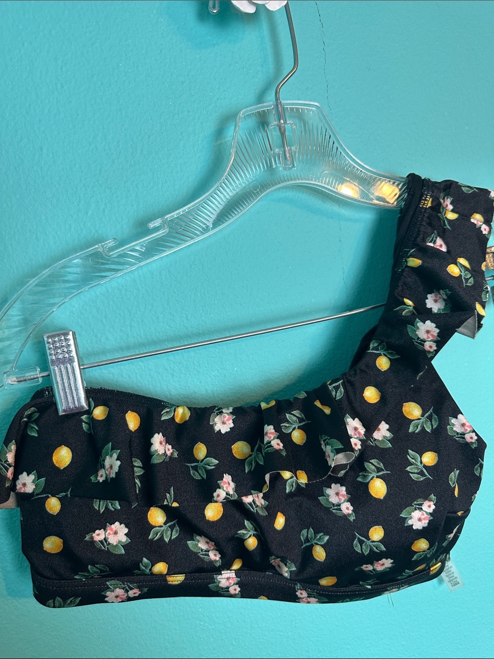 Victoria’s Secret Swim Floral Lemon One Shoulder Ruffle Bikini Top S